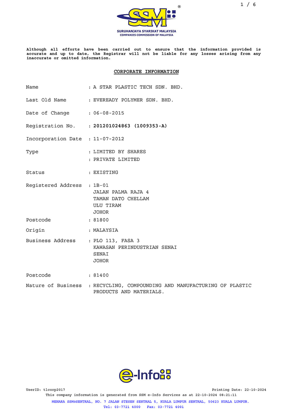 SSM Business Profile