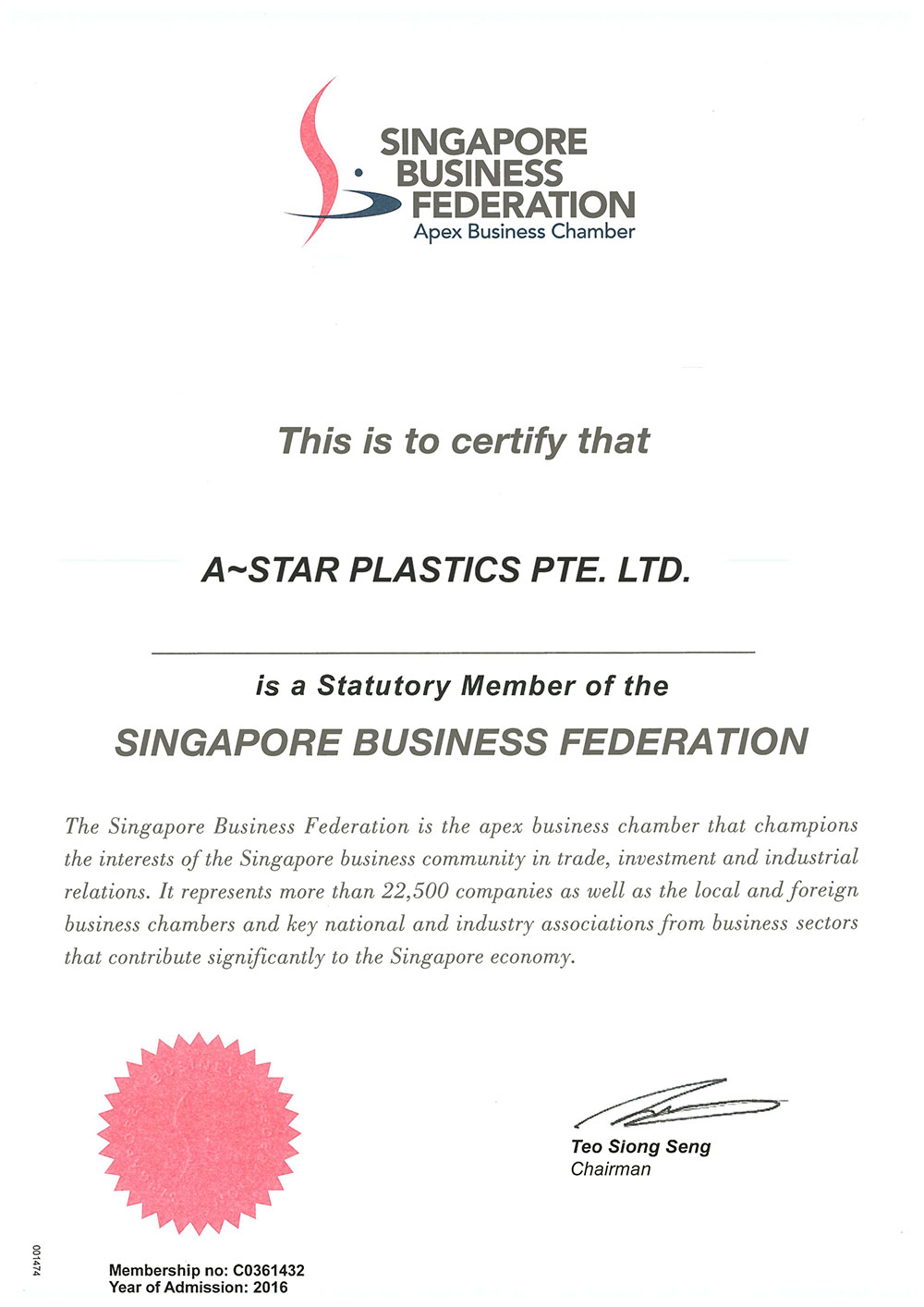 Statutory Member of Singapore Business Federation